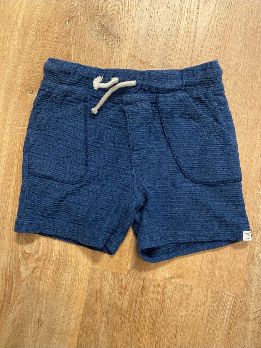 Kids Navy Drawstring Knit Shorts - Size 5/6Y